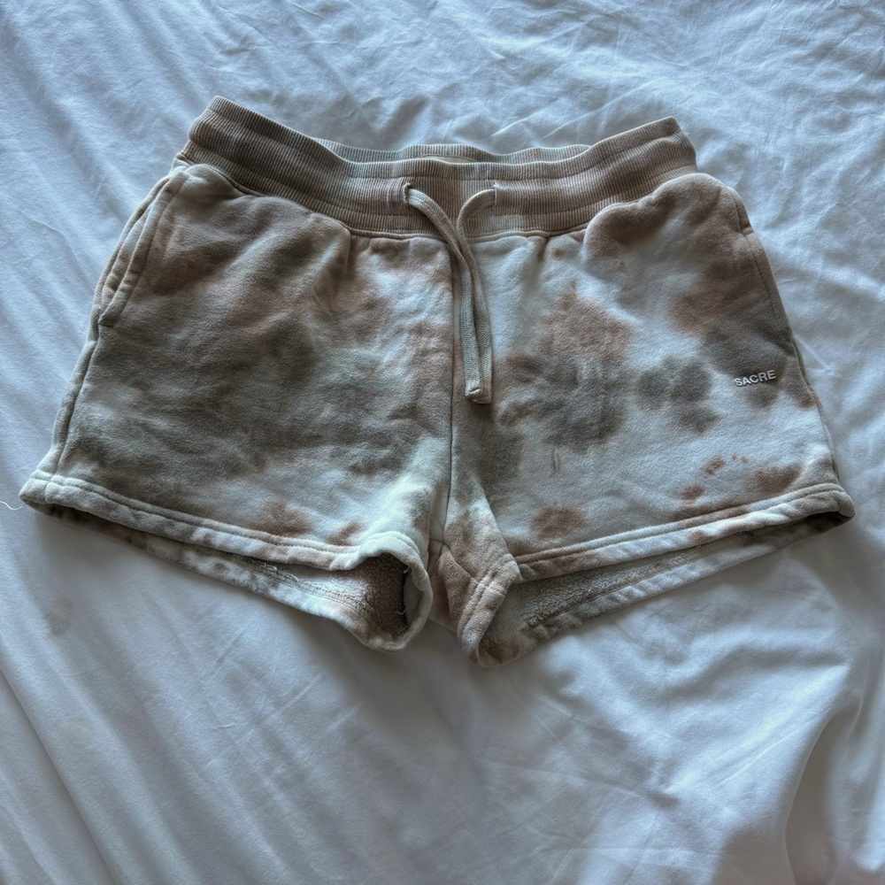 Sacré Lounge Shorts Light Brown and Green Tie Dye